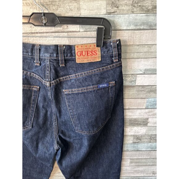 Women’s Guess Denim Jeans Dark Wash Vintage Low Waist Boot Leg Size 31 - Picture 14 of 15